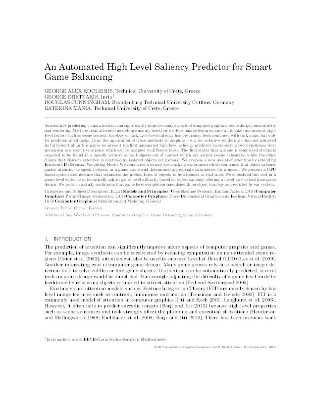 An Automated High-Level Saliency Predictor for Smart Game Balancing Thumbnail