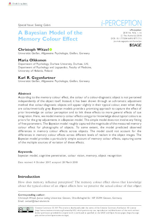 A Bayesian Model of the Memory Colour Effect Thumbnail