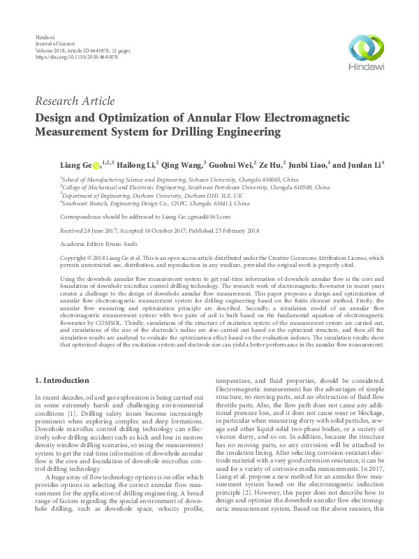 Design and Optimization of Annular Flow Electromagnetic Measurement System for Drilling Engineering Thumbnail