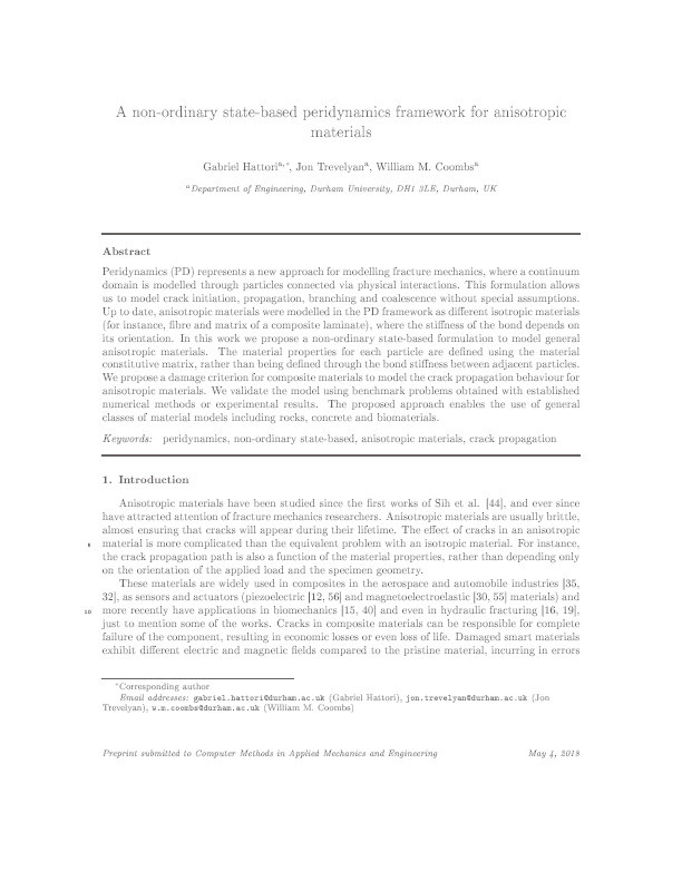 A non-ordinary state-based peridynamics framework for anisotropic materials Thumbnail