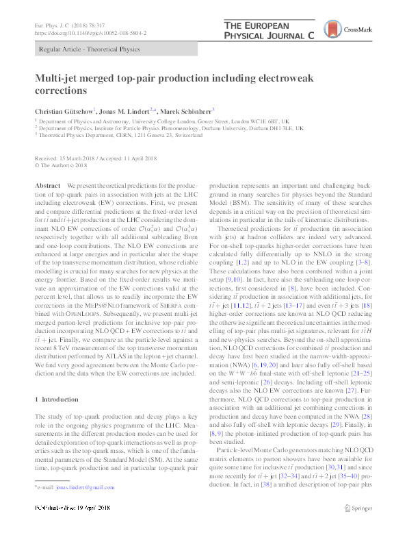 Multi-jet merged top-pair production including electroweak corrections Thumbnail