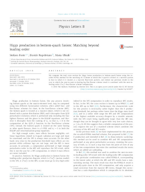 Higgs production in bottom-quark fusion: Matching beyond leading order Thumbnail