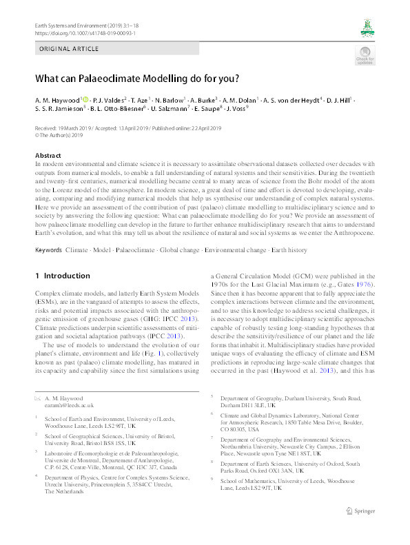 What can palaeoclimate modelling do for you? Thumbnail