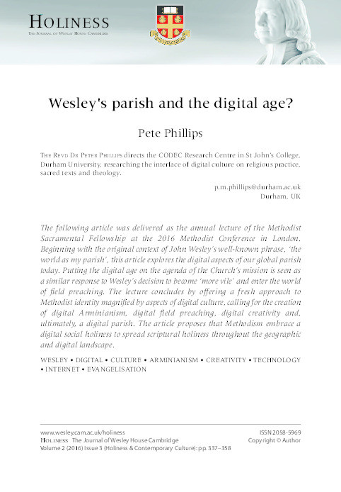 Wesley's Parish and the Digital Age? Thumbnail