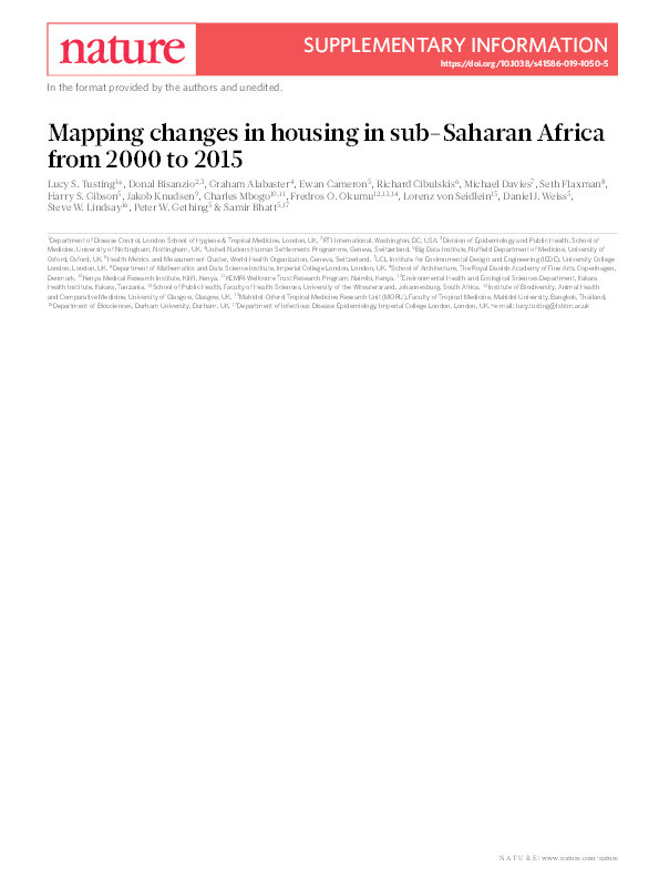 Mapping changes in housing in sub-Saharan Africa from 2000 to 2015 Thumbnail