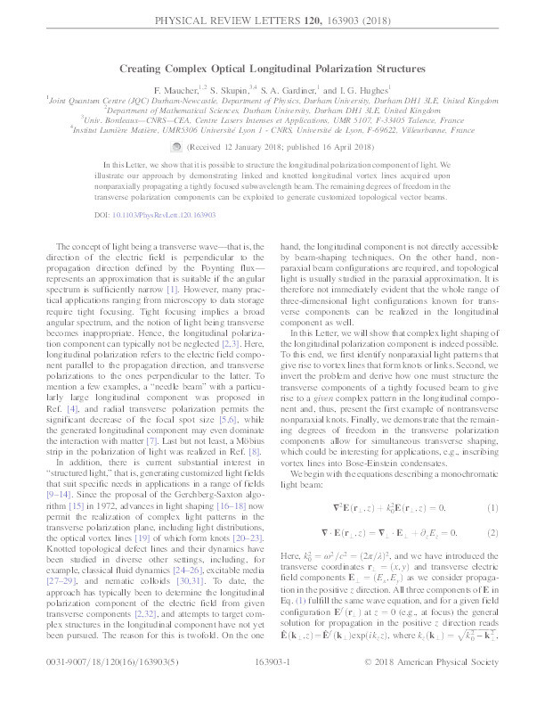 Creating Complex Optical Longitudinal Polarization Structures Thumbnail