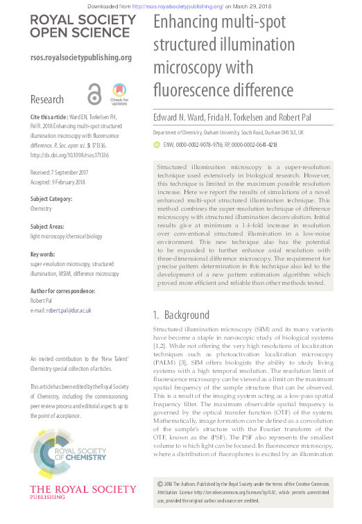 Enhancing multi-spot structured illumination microscopy with fluorescence difference Thumbnail