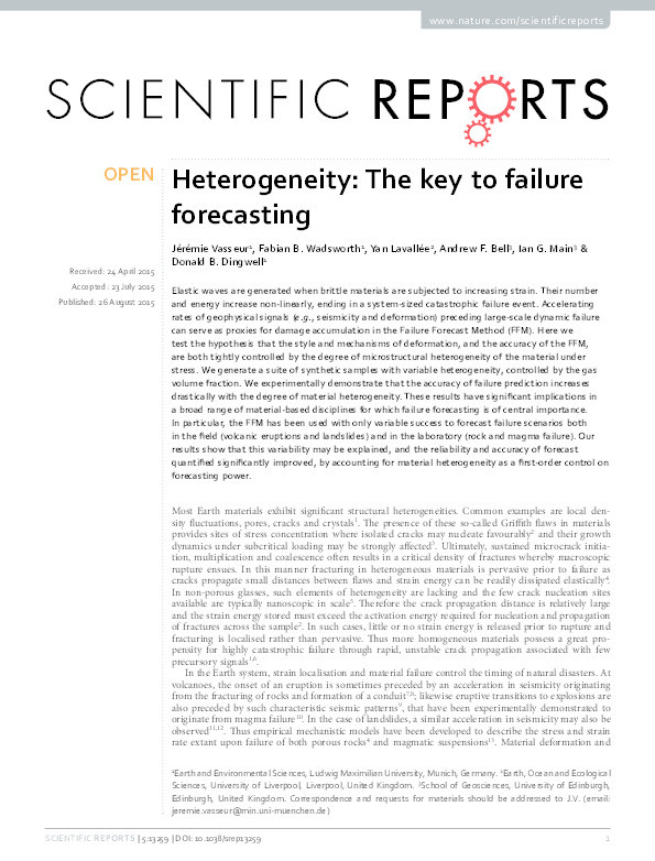 Heterogeneity: The key to failure forecasting Thumbnail
