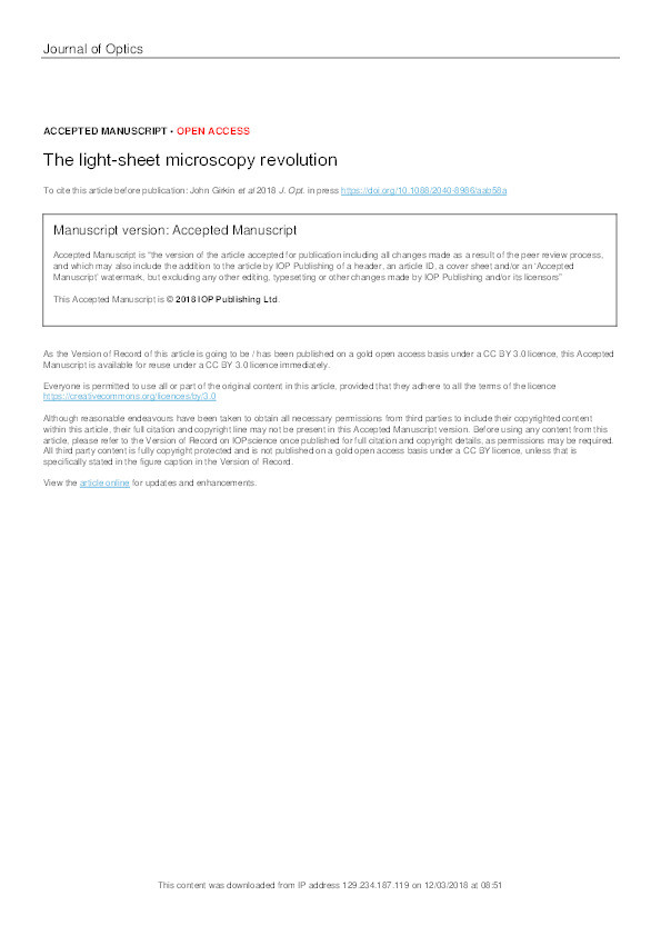The light-sheet microscopy revolution Thumbnail