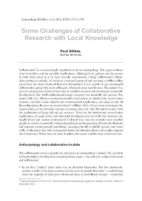Some Challenges of collaborative research with local knowledge Thumbnail