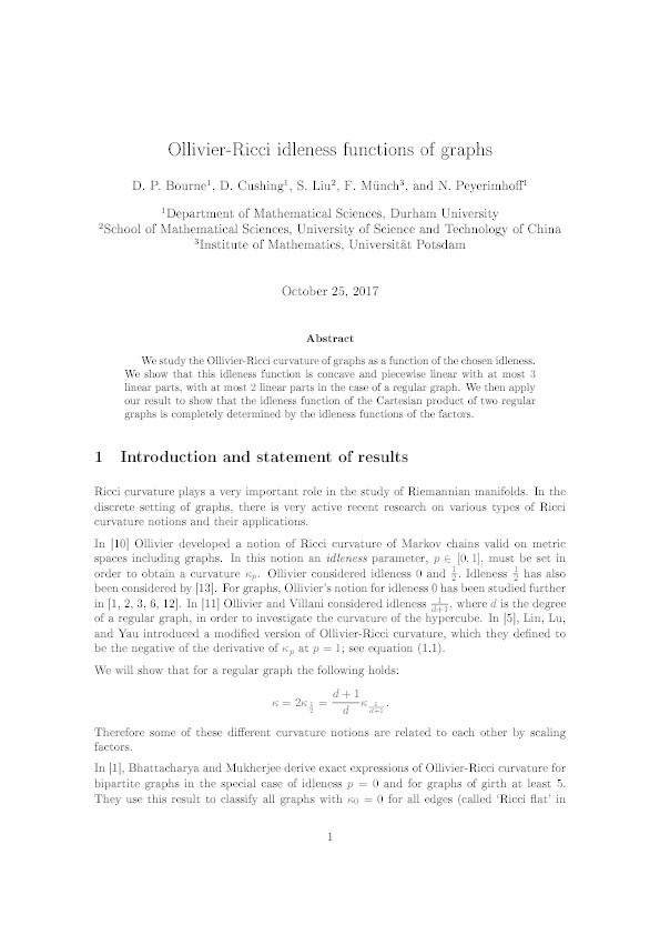 Ollivier-Ricci idleness functions of graphs Thumbnail