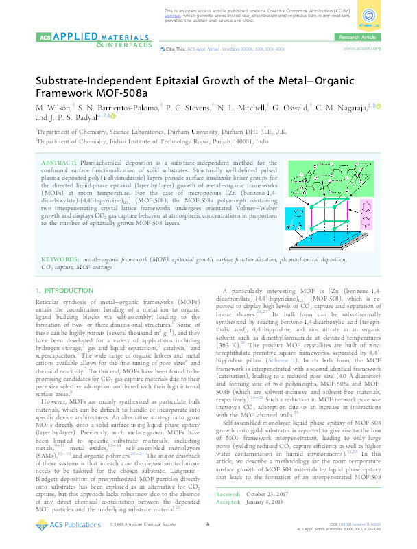 Substrate-Independent Epitaxial Growth of the Metal-Organic Framework MOF-508a Thumbnail