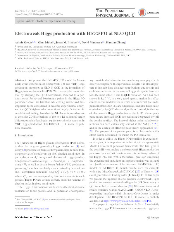 Electroweak Higgs production with HiggsPO at NLO QCD Thumbnail