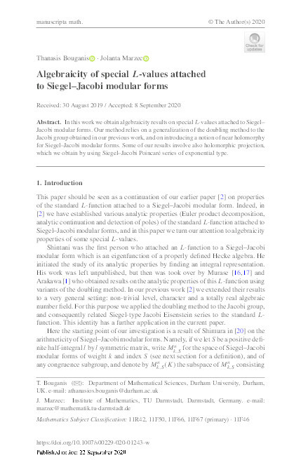 Algebraicity of special L-values attached to Siegel-Jacobi modular forms Thumbnail