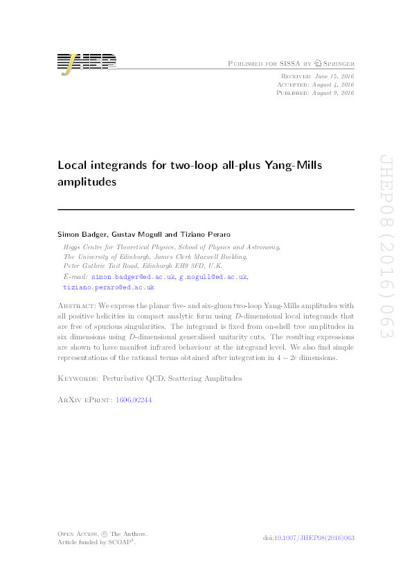 Local integrands for two-loop all-plus Yang-Mills amplitudes Thumbnail