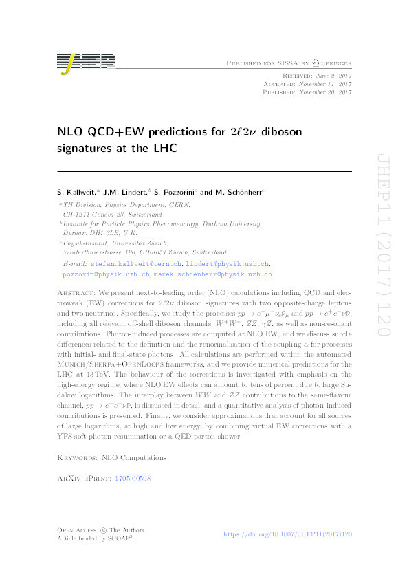 NLO QCD+EW predictions for 2ℓ2ν diboson signatures at the LHC Thumbnail