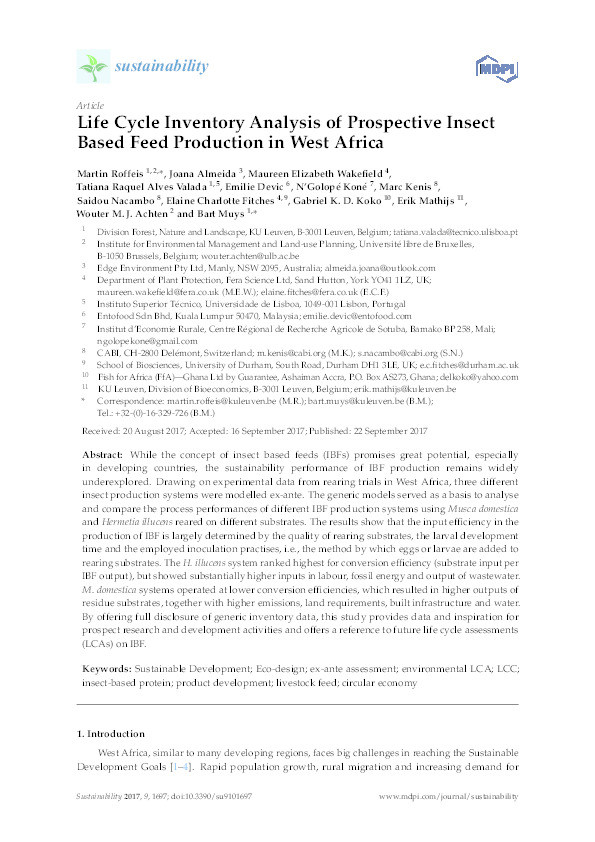 Life Cycle Inventory Analysis of Prospective Insect Based Feed Production in West Africa Thumbnail