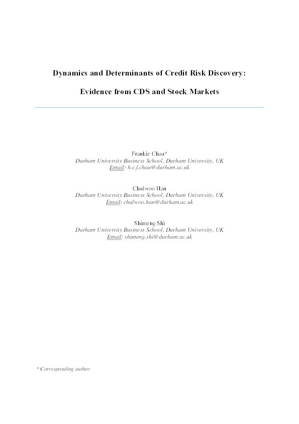 Dynamics and Determinants of Credit Risk Discovery: Evidence from CDS and Stock Markets Thumbnail