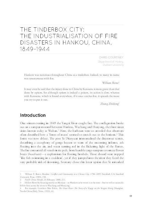 The Tinderbox City: The Industrialisation of Fire Disasters in Hankou, China, 1849–1944 Thumbnail