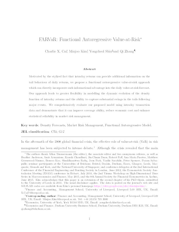 FARVaR: Functional Autoregressive Value-at-Risk Thumbnail