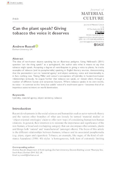 Can the plant speak? Giving tobacco the voice it deserves Thumbnail