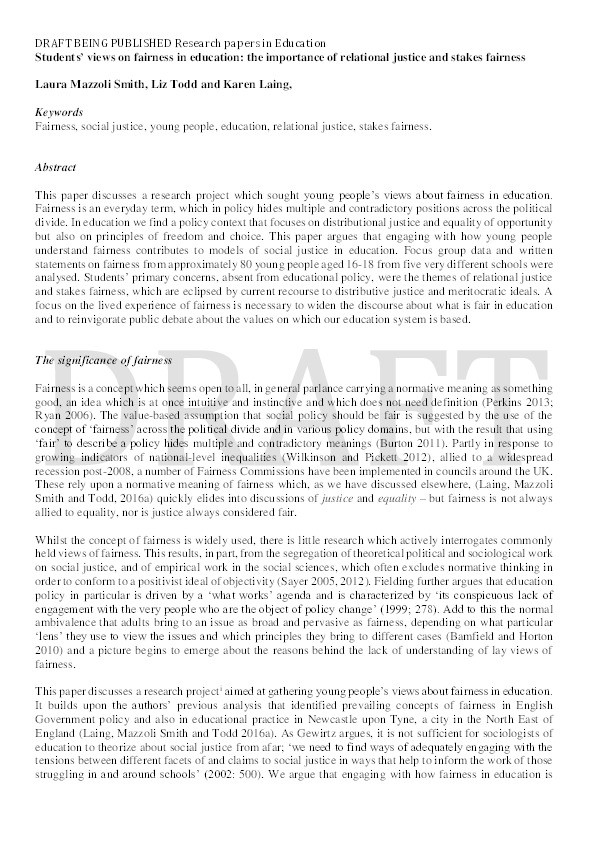 Students’ views on fairness in education: the importance of relational justice and stakes fairness Thumbnail