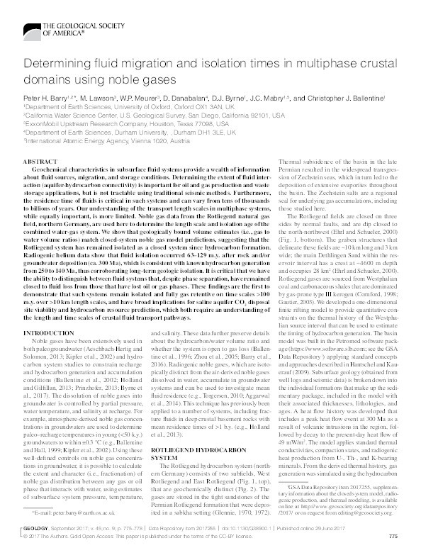 Determining fluid migration and isolation times in multiphase crustal domains using noble gases Thumbnail