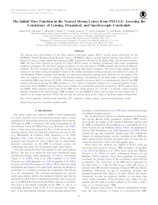 The Initial Mass Function in the Nearest Strong Lenses from SNELLS: Assessing the Consistency of Lensing, Dynamical, and Spectroscopic Constraints Thumbnail