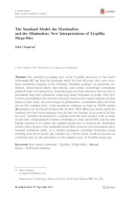 The Standard Model, the Maximalists and the Minimalists: New Interpretations of Trypillia Mega-Sites Thumbnail