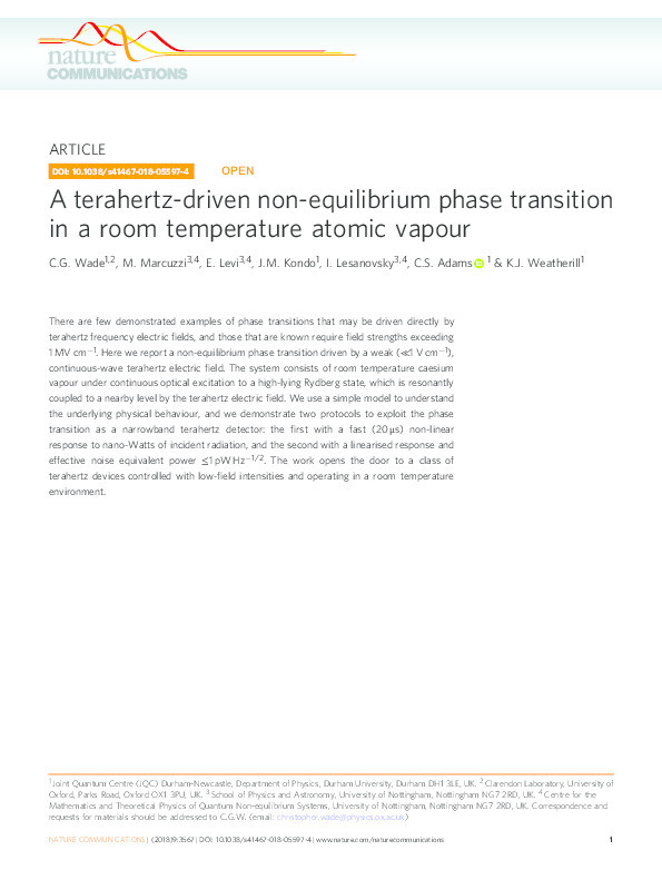 A terahertz-driven non-equilibrium phase transition in a room temperature atomic vapour Thumbnail