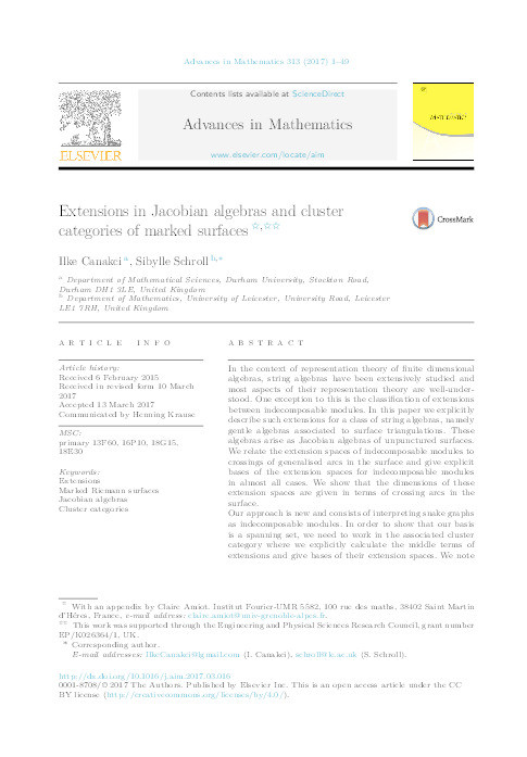 Extensions in Jacobian algebras and cluster categories of marked surfaces Thumbnail