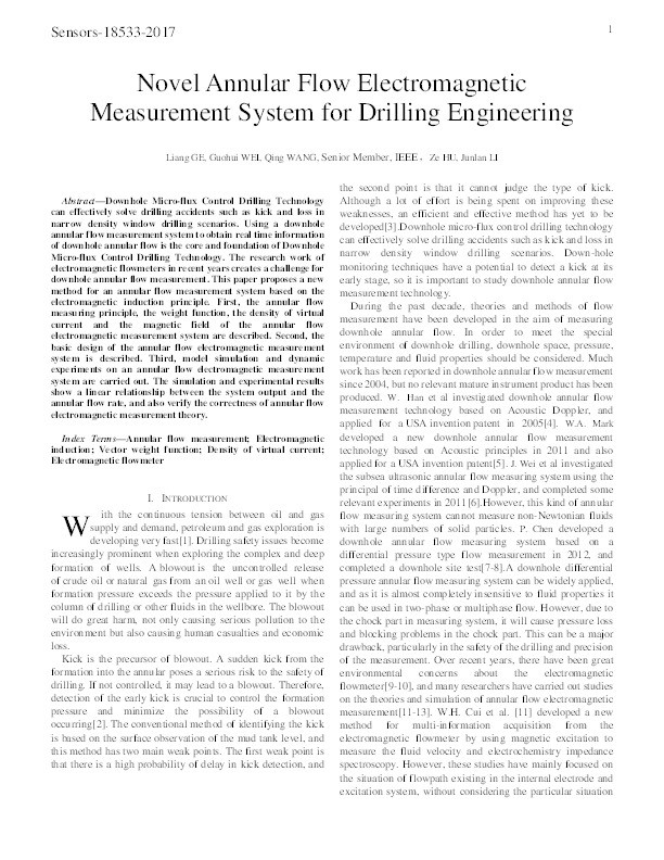 Novel annular flow electromagnetic measurement system for drilling engineering Thumbnail