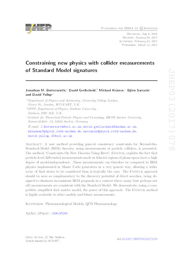 Constraining new physics with collider measurements of Standard Model signatures Thumbnail