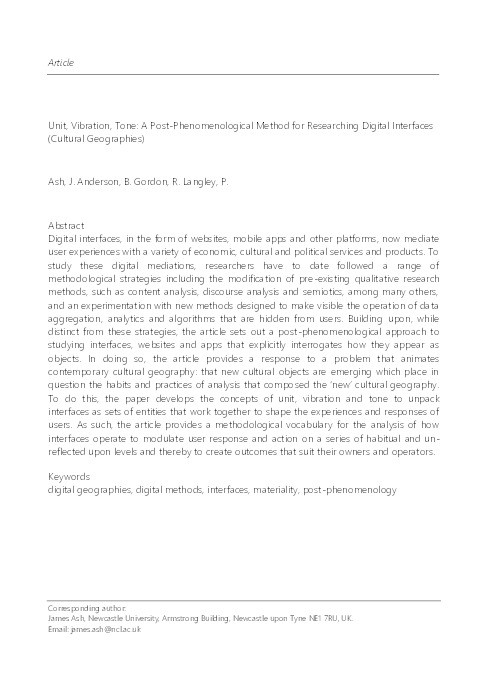 Unit, Vibration, Tone: A Post-Phenomenological Method for Researching Digital Interfaces Thumbnail