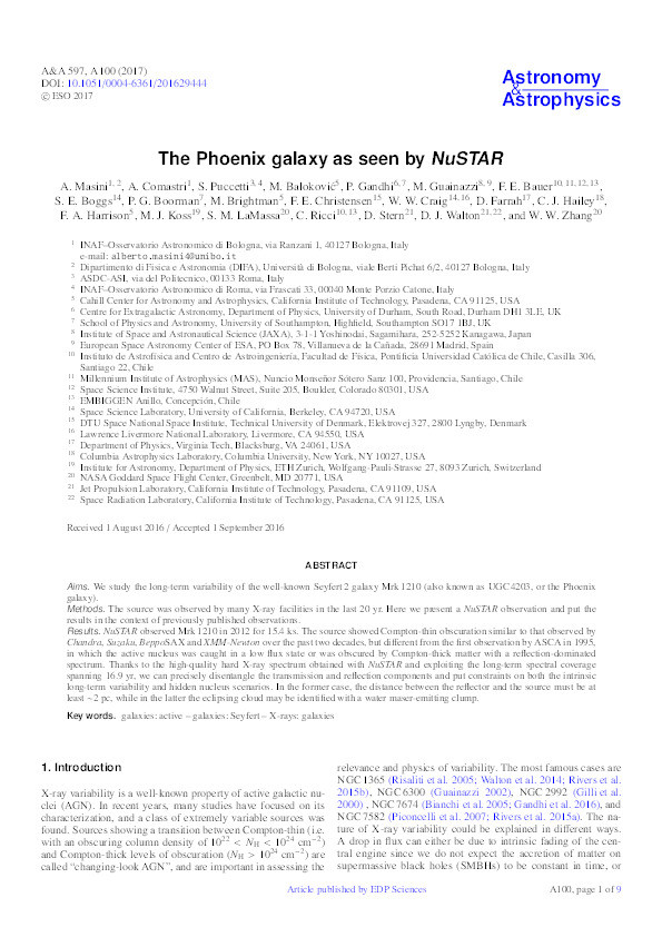 The Phoenix galaxy as seen by NuSTAR Thumbnail