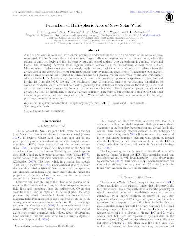 Formation of Heliospheric Arcs of Slow Solar Wind Thumbnail