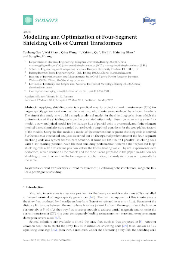 Modelling and optimization of four-segment shielding coils of current transformers Thumbnail