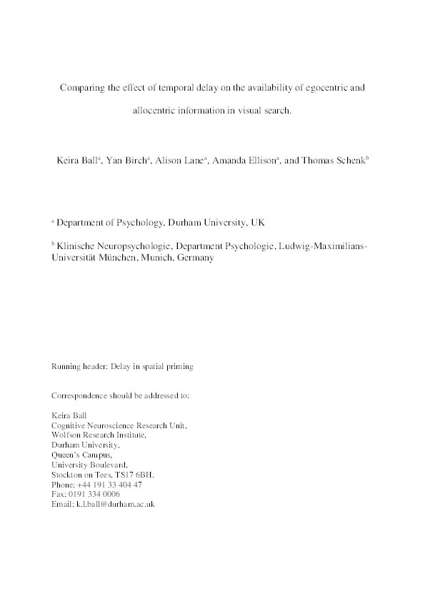 Comparing the effect of temporal delay on the availability of egocentric and allocentric information in visual search Thumbnail