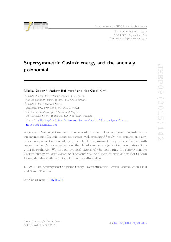 Supersymmetric Casimir energy and the anomaly polynomial Thumbnail