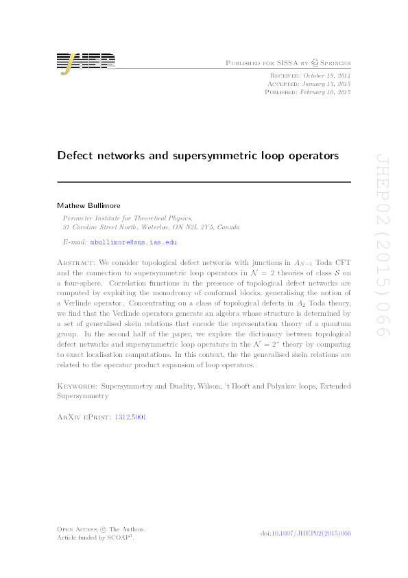 Defect networks and supersymmetric loop operators Thumbnail