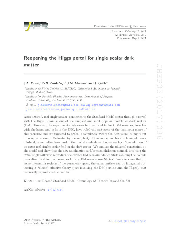 Reopening the Higgs portal for single scalar dark matter Thumbnail