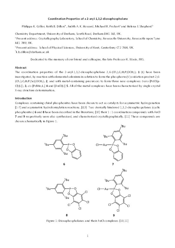 Coordination properties of a 2-aryl-1,3,2-dioxaphospholane Thumbnail