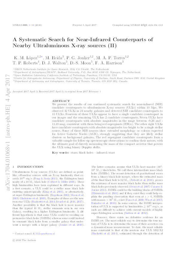 A Systematic Search for Near-Infrared Counterparts of Nearby Ultraluminous X-ray sources (II) Thumbnail