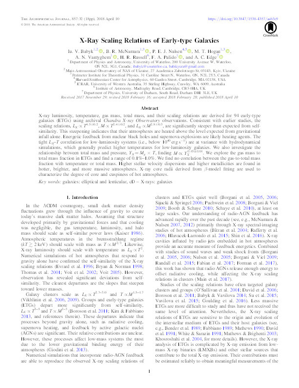 X-Ray Scaling Relations of Early-type Galaxies Thumbnail