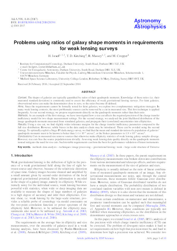 Problems using ratios of galaxy shape moments in requirements for weak lensing surveys Thumbnail