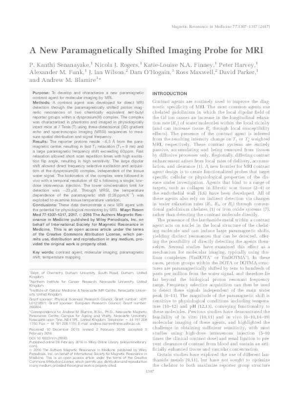 A New Paramagnetically Shifted Imaging Probe for MRI Thumbnail