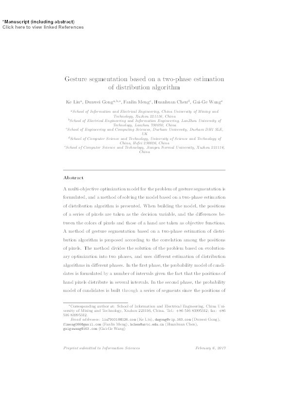 Gesture segmentation based on a two-phase estimation of distribution algorithm Thumbnail