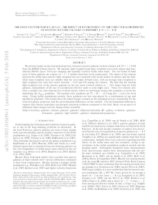 The KMOS Cluster Survey (KCS) II - The Effect of Environment on the Structural Properties of Massive Cluster Galaxies at Redshift $1.39 \lt z \lt1.61$ Thumbnail
