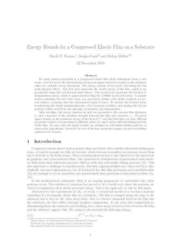 Energy Bounds for a Compressed Elastic Film on a Substrate Thumbnail