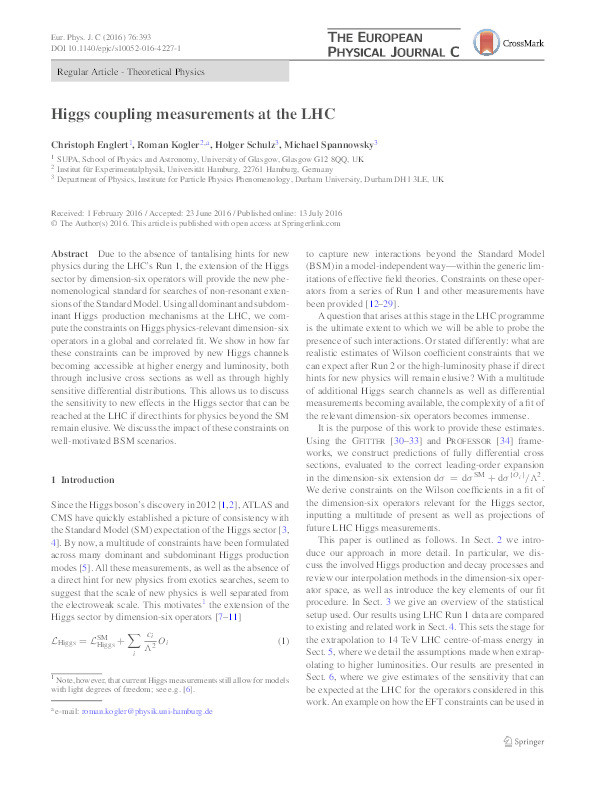 Higgs coupling measurements at the LHC Thumbnail